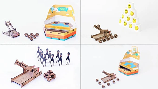 Funvention | Catapult Mania - Build & Play 6 Unique Games - DIY Science Educational Toy for Kids-STEM Kit for Kids, Educational Games, DIY Kit for Kids - Multi, Yes, No, Engineered MDF Wood, 34.04 x 25.65 x 8.64 cm, Funvention, 500 grams, Price mentioned inclusive of Tax, Shipping, Packing Cost. Shipping ONLY within INDIA is available. Order will be shipped within 1-2 working days upon payment done. Delivery time may vary due to COVID-19 , rainy season and delivery location.  TrackingID will be provided  to