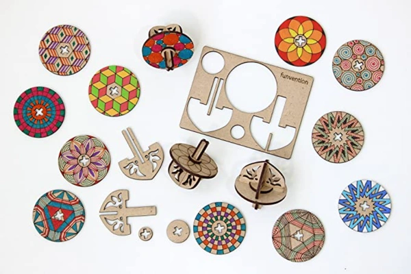 Funvention | Spinning Top Kits -Set of 6 DIY Coloring Puzzle for Kids-STEM Learning Toys Build-Color-Play Birthday Return Gift - Multi, Yes, No, Engineered MDF Wood, 27 x 19 x 4 cm, Funvention, 300 grams, Shipping Charges will be added during checkout. Order will be shipped within 2-4 working days. Delivery time may vary due to COVID-19 , rainy season and delivery location.  TrackingID will be provided  to check the  real time status of delivery. For any further queries related to order, Kindly send what's 