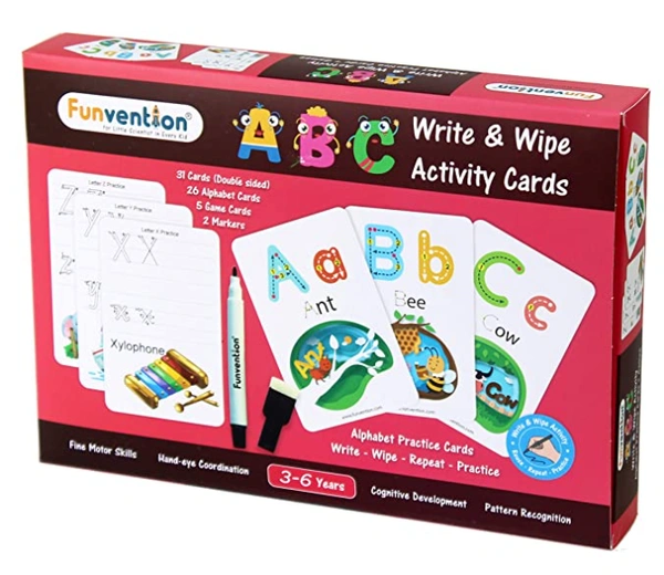 Funvention- for Little Scientist in Every Kid ABC Alphabet Write and Wipe Activity Writing Practice Cards Learning Games, Educational Toys for Children 3-6 Years - Multi, Yes, No, Plastic Sheets, 27 x 19 x 4 cm, Funvention, 300 grams, Shipping Charges will be added during checkout. Order will be shipped within 2-4 working days. Delivery time may vary due to COVID-19 , rainy season and delivery location.  TrackingID will be provided  to check the  real time status of delivery. For any further queries related