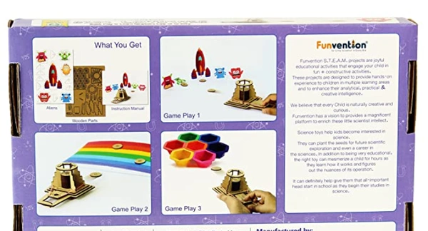 Funvention | Disc Launcher - DIY Science Educational Toy - STEM Learning Kit for Kids - Multi, Yes, No, Engineered MDF Wood, 15.01 x 11.99 x 11.99 cm, Funvention, 300 grams, Shipping Charges will be added during checkout. Order will be shipped within 2-4 working days. Delivery time may vary due to COVID-19 , rainy season and delivery location.  TrackingID will be provided  to check the  real time status of delivery. For any further queries related to order, Kindly send what's app to PieceofPassion Customer 