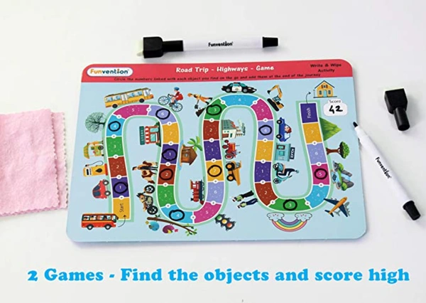 Funvention | for Little Scientist in Every Kid Educational Game Road Trip: Write and Wipe Activity Sheets -Observational Educational Game on The go - Yes, No, Plastic Flash Sheets, 27 x 19 x 4 cm, Funvention, 250 grams, Shipping Charges will be added during checkout. Order will be shipped within 2-4 working days. Delivery time may vary due to COVID-19 , rainy season and delivery location.  TrackingID will be provided  to check the  real time status of delivery. For any further queries related to order, Kind