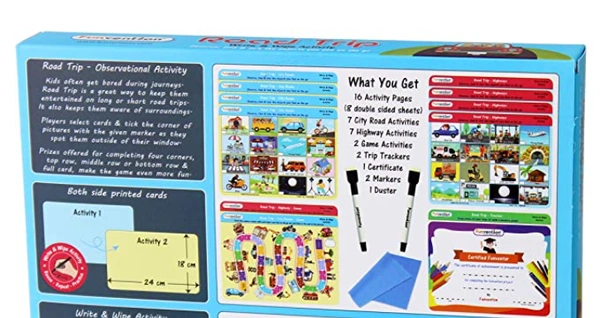 Funvention | for Little Scientist in Every Kid Educational Game Road Trip: Write and Wipe Activity Sheets -Observational Educational Game on The go - Yes, No, Plastic Flash Sheets, 27 x 19 x 4 cm, Funvention, 250 grams, Shipping Charges will be added during checkout. Order will be shipped within 2-4 working days. Delivery time may vary due to COVID-19 , rainy season and delivery location.  TrackingID will be provided  to check the  real time status of delivery. For any further queries related to order, Kind