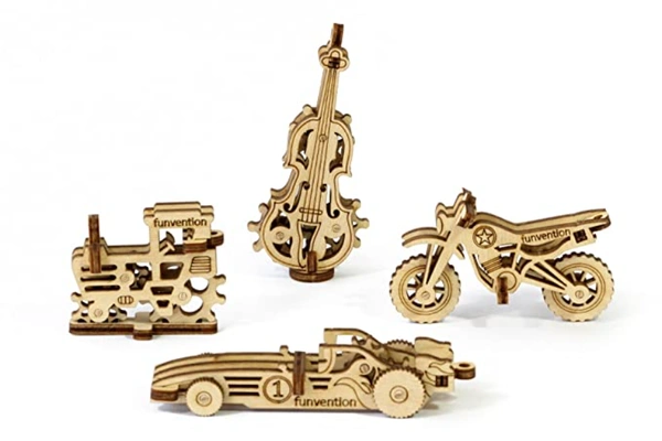 Funvention | Set of 12 Unique DIY Miniature Glue-less Self Assembly 3D Puzzle Models with Gears Mechanism for Little Scientist in Every Kid Toys - Multi, 200, Yes, No, Engineered MDF Wood, 7 x 27 x 35 cm, Funvention, 500 grams, Shipping Charges will be added during checkout. Order will be shipped within 2-4 working days. Delivery time may vary due to COVID-19 , rainy season and delivery location.  TrackingID will be provided  to check the  real time status of delivery. For any further queries related to ord