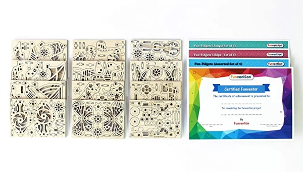 Funvention | Set of 12 Unique DIY Miniature Glue-less Self Assembly 3D Puzzle Models with Gears Mechanism for Little Scientist in Every Kid Toys - Multi, 200, Yes, No, Engineered MDF Wood, 7 x 27 x 35 cm, Funvention, 500 grams, Shipping Charges will be added during checkout. Order will be shipped within 2-4 working days. Delivery time may vary due to COVID-19 , rainy season and delivery location.  TrackingID will be provided  to check the  real time status of delivery. For any further queries related to ord