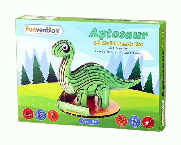 Funvention | Aptosaur 3D Model Puzzle Kit - DIY 3D Puzzle for Kids - Educational Toys - Green, Yes, No, Paper, Cardboard, 26 x 18 x 5.4 cm, Funvention, 200 grams, Shipping Charges will be added during checkout. Order will be shipped within 2-4 working days. Delivery time may vary due to COVID-19 , rainy season and delivery location.  TrackingID will be provided  to check the  real time status of delivery. For any further queries related to order, Kindly send what's app to PieceofPassion Customer Care at +91