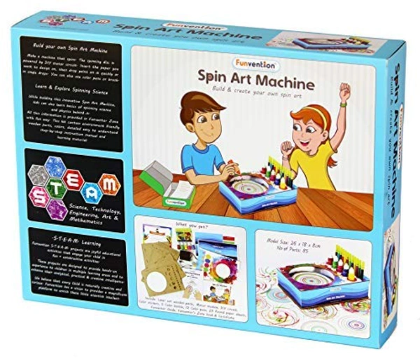 Funvention | for Little Scientist in Every Kid Spin Art Machine, DIY, STEM Learning Kit, Educational Toy, Art, Colouring, Painting Build and Play Kit for Kids and Grown up - mULTI, Yes, 1 9V batteries required., Engineered MDF Wood, Paper Cardboard, 26 x 18 x 8 cm, Funvention, 850 grams, Shipping Charges will be added during checkout. Order will be shipped within 2-4 working days. Delivery time may vary due to COVID-19 , rainy season and delivery location.  TrackingID will be provided  to check the  real ti