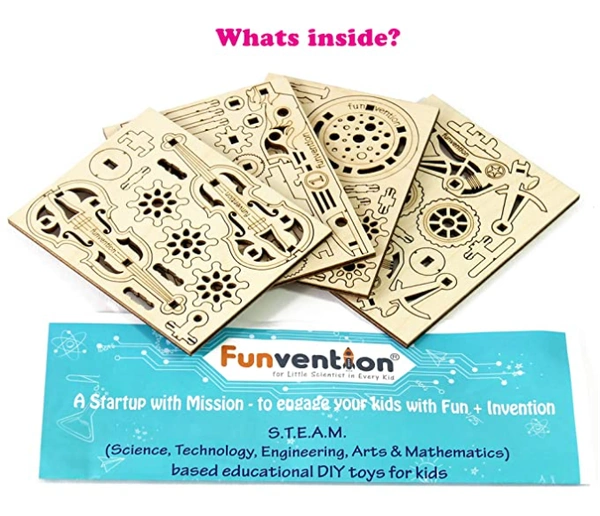 Funvention| for Little Scientist in Every Kid DIY Miniature Mechanical Wooden Models with Standee for Kids - Set of 12 Flat Pack (6x4 Designs) - Yes, No, Engineered MDF Wood, 20 x 22 x 21 cm, Funvention, 1 kg, Shipping Charges will be added during checkout. Order will be shipped within 2-4 working days. Delivery time may vary due to COVID-19 , rainy season and delivery location.  TrackingID will be provided  to check the  real time status of delivery. For any further queries related to order, Kindly send wh
