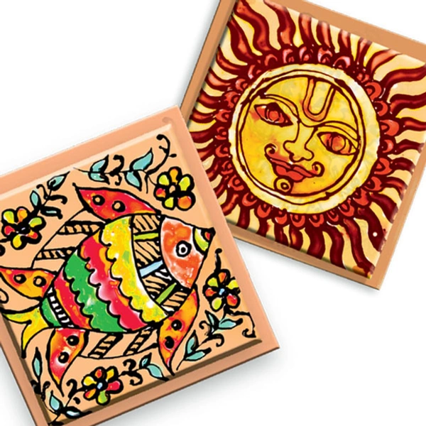 Toykraft | Glass Painting Madhubani Coasters kit -|Art & Craft Activity kit for 7-year-olds - Multi, Yes, No, MDF Coasters, Glass Tops, Toykraft, 350 grams, Shipping Charges will be added during checkout. Order will be shipped within 2-4 working days. Delivery time may vary due to COVID-19 , rainy season and delivery location.  TrackingID will be provided  to check the  real time status of delivery. For any further queries related to order, Kindly send what's app to PieceofPassion Customer Care at +91888335
