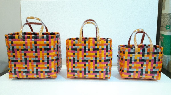 Chettinad | Handmade Baskets | Set of 5 without Lid - Multi, No, No, Plastic, PieceOfPassion, 3 KG, Set of 5 Baskets, Women, 18+