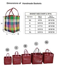 Chettinad | Handmade Baskets | Set of 5 without Lid - Multi, No, No, Plastic, PieceOfPassion, 3 KG, Set of 5 Baskets, Women, 18+