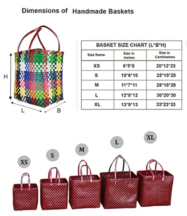 Chettinad | Handmade Baskets | Set of 5 with Lid - Multi, No, No, Plastic, PieceOfPassion, 3.5 Kg, Set of 5 Baskets with Lid, Women, 18+
