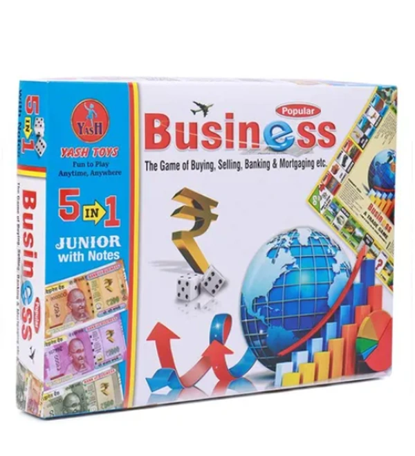 Yash Toys | 5 In 1 Business Board Game Junior - Multicolor - No, No, Cardboard, Paper, L 19 x B 26 x H 3 cm , Yash Toys, 250 grams, Promotes child's cognitive development Develops social skills and communication as it is a group activity Promote logic development, social and problem solving skills in kids Vital to make learning interesting, 5 in 1 Board game, Unisex, 9+ Years, Brand - Yash Toys  Type - Board games  Age - 9 Years+  Material - Cardboard   Package Dimensions - L 19 x B 26 x H 3 cm 