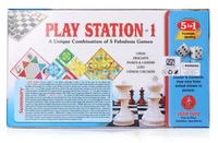 Yash Toys | 5 in 1 Play Station 1 Game - Multicolor - Multi, No, No, Cardboard, Paper, L 23 x B 39.5 x H 5 cm, Yash Toys, 250 grams, This set includes chess, draughts, snakes & ladders, Ludo, Chinese checkers Promotes child's cognitive development Develops social skills and communication as it is a group activity, 1 Board Game, Unisex, 6+ Years, Brand - Yash Toys Type - Board game Age - 6 Years+ Players - 2 to 4 Material - Cardboard Box Dimensions - L 23 x B 39.5 x H 5 cm