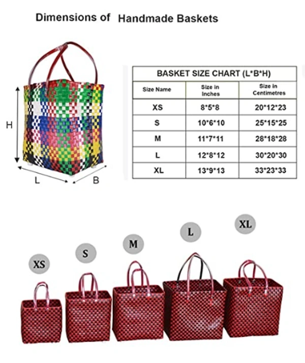Chettinad | Handmade Baskets | Set Of 5 Without Lid - Multi, No, No, Plastic Tape, PieceOfPassion, 3 KG, Set of 5 different sizes basket, Women, 18+