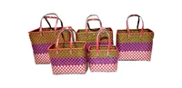 Chettinad | Handmade Baskets | Set Of 5 Without Lid - Multi, Nylon Tape, PieceOfPassion, 2 KG, we do not accept return or refund of this category of products, Set of 5 handmade nylon baskets with handle, Women, 18+, Material: Nylon Tape, Color: Multi, Weight: 2 KG