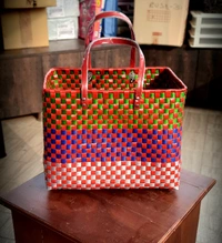 Chettinad | Handmade Baskets | Set Of 5 Without Lid - Multi, Nylon Tape, PieceOfPassion, 2 KG, we do not accept return or refund of this category of products, Set of 5 handmade nylon baskets with handle, Women, 18+, Material: Nylon Tape, Color: Multi, Weight: 2 KG
