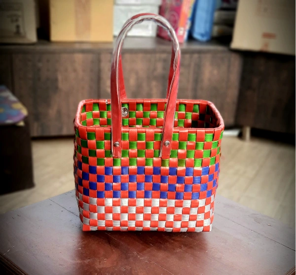 Chettinad | Handmade Baskets | Set Of 5 Without Lid - Multi, Nylon Tape, PieceOfPassion, 2 KG, we do not accept return or refund of this category of products, Set of 5 handmade nylon baskets with handle, Women, 18+, Material: Nylon Tape, Color: Multi, Weight: 2 KG