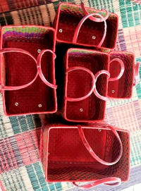 Chettinad | Handmade Baskets | Set Of 5 Without Lid - Multi, Nylon Tape, PieceOfPassion, 2 KG, we do not accept return or refund of this category of products, Set of 5 handmade nylon baskets with handle, Women, 18+, Material: Nylon Tape, Color: Multi, Weight: 2 KG