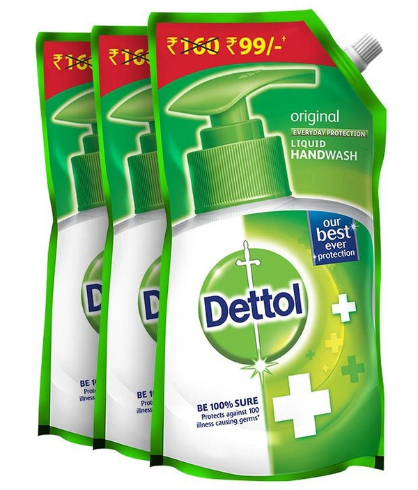 Dettol Handwash Pouch - 2 + 1 free