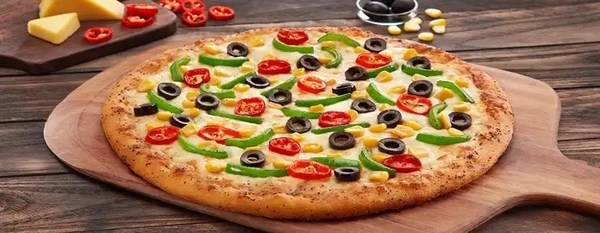 Veg Paradise - Regular cheese Burst, The awesome foursome! Golden corn, black olives, capsicum, red paprika