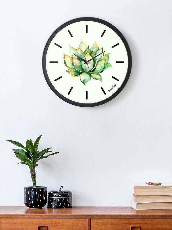 Green Cactus Analog Wall Clock