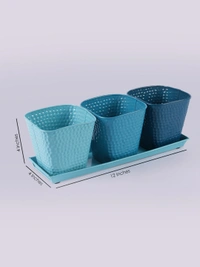 Set of three Herb Pots Blue