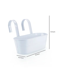 Oval Railing Planter Big White
