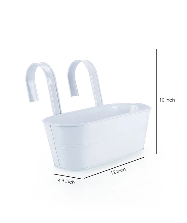 Oval Railing Planter Big White