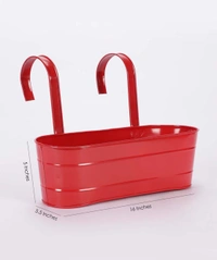 Oval Railing Planter Large Red