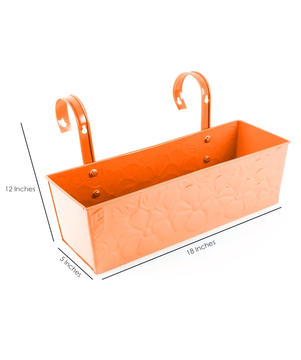 Embossed Rectangular Pot Orange