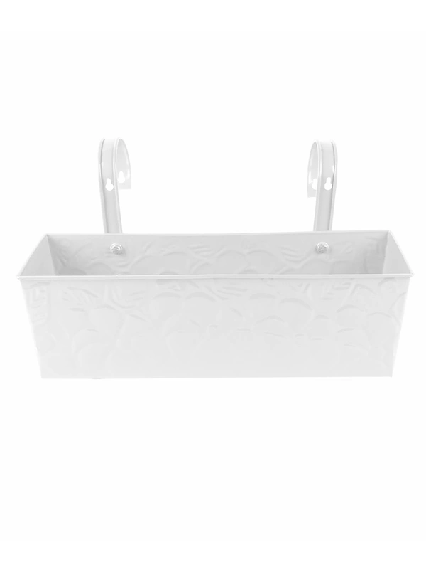 Embossed Rectangular Pot White