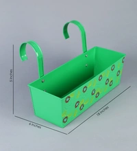 Set of two Handpainted Rectangle Planter Blue & Green