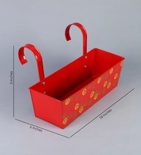 Set of two Handpainted Rectangle Planter Red & Yellow