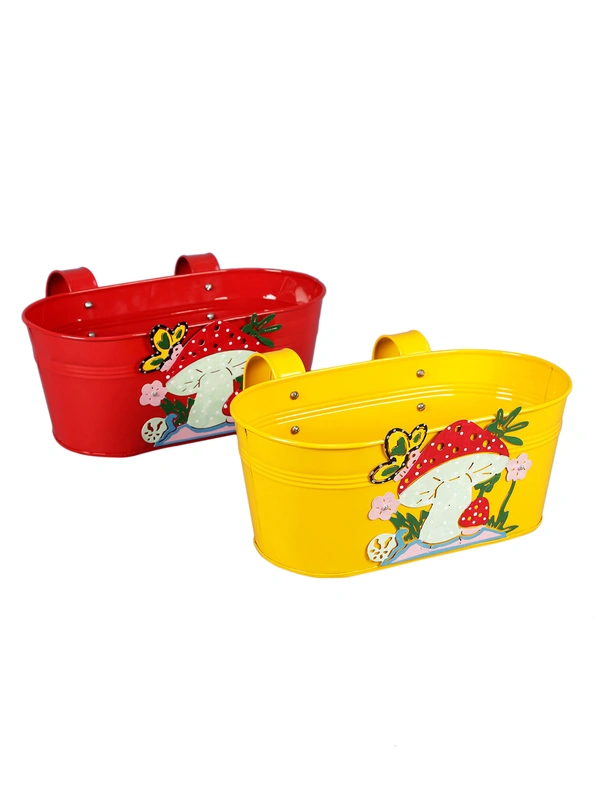 Set of two Mushroom Tub Yellow & Red