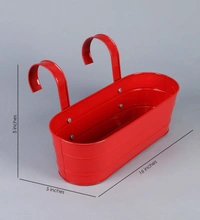 Set of two Oval Railing Planter Large Yellow & Red