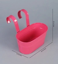 Set of two Oval Railling Planter Small Blue & Pink