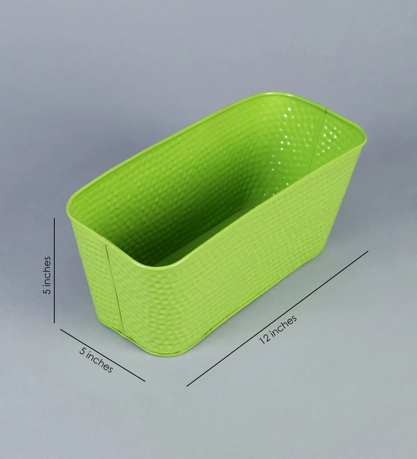 Set of Two 12'' Embossed Pot Green & Orange