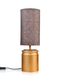 Metal Golden Table Lamp with Dark Forest Shade