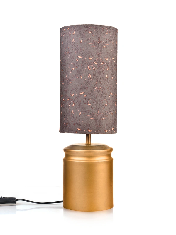 Metal Golden Table Lamp with Dark Forest Shade