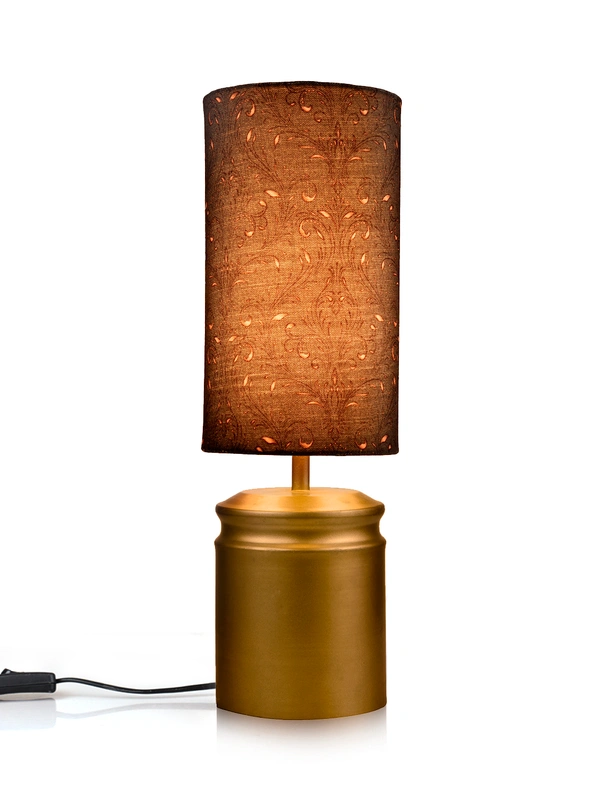Metal Golden Table Lamp with Dark Forest Shade