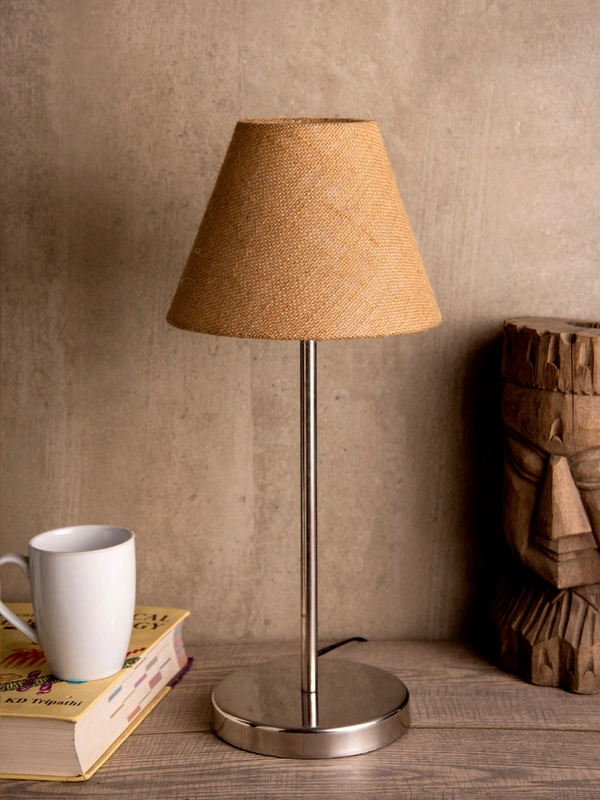 Metal Table Lamp with Brown Jute Shade