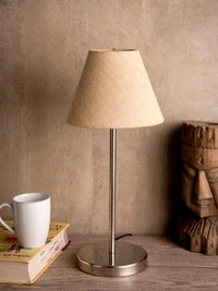 Metal Table Lamp with White Jute Shade