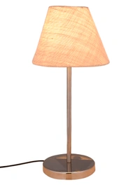 Metal Table Lamp with White Jute Shade