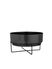 Black Planter Pot with Black Metal Stand