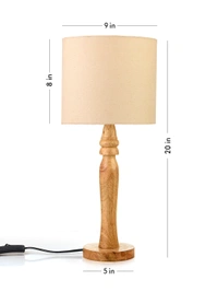 Green girgit Round Brown Lamp with White Cotton Shade