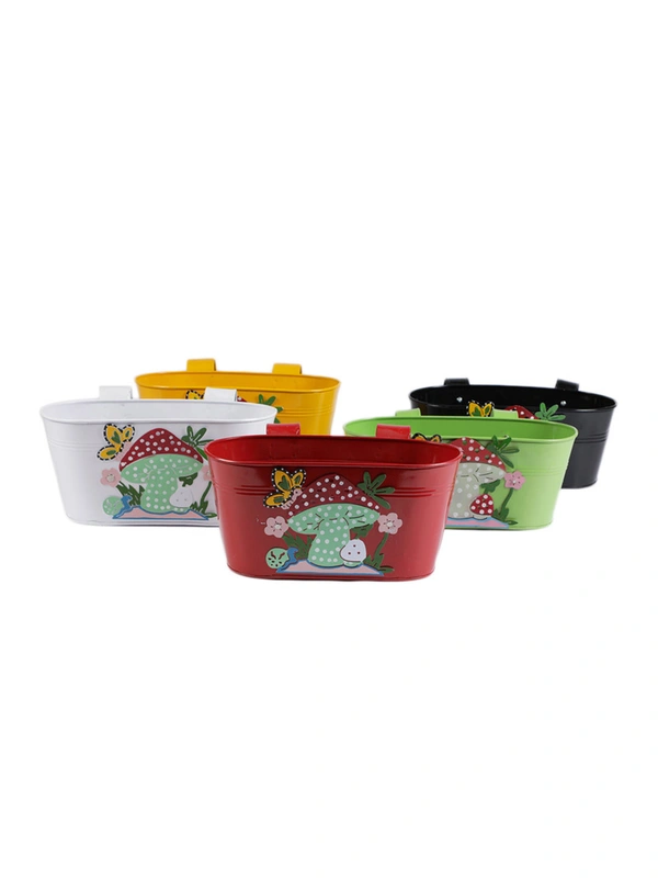 Set of Five Railing Mushroom Tubs