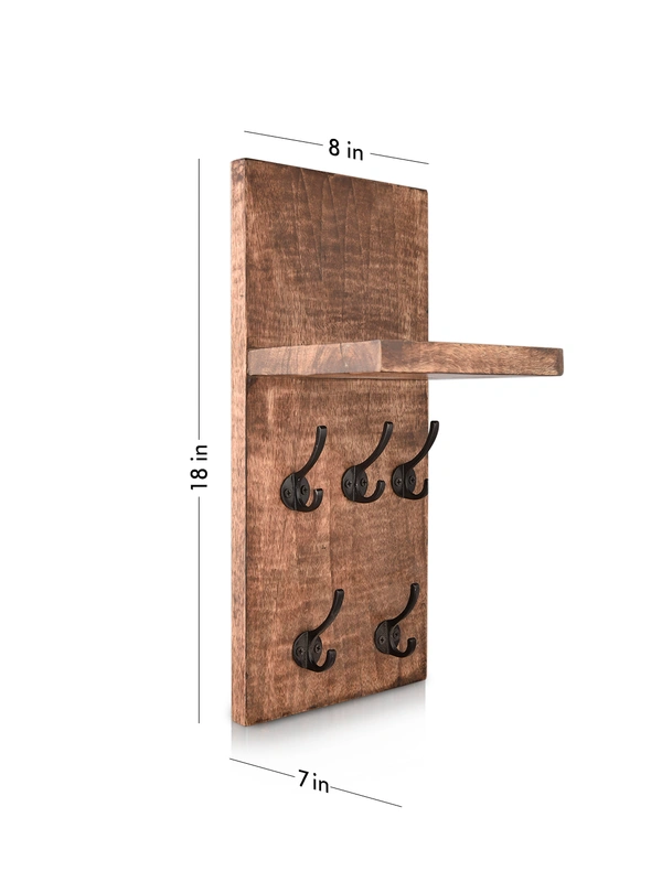 Green Girgit Five Hook Wooden Key Holder