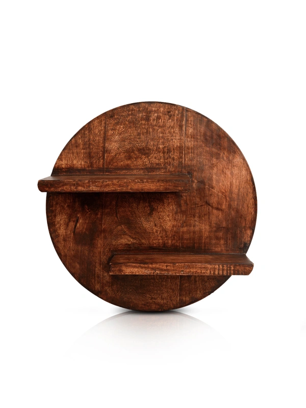 Green girgit Wooden Round Wall Shelf