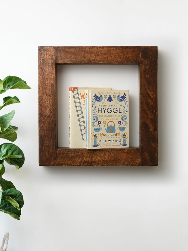 Green girgit Wooden Square Wall Shelf