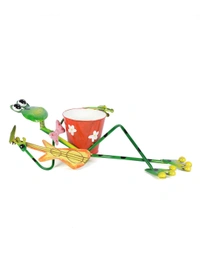 Frog lying playing guitar planter